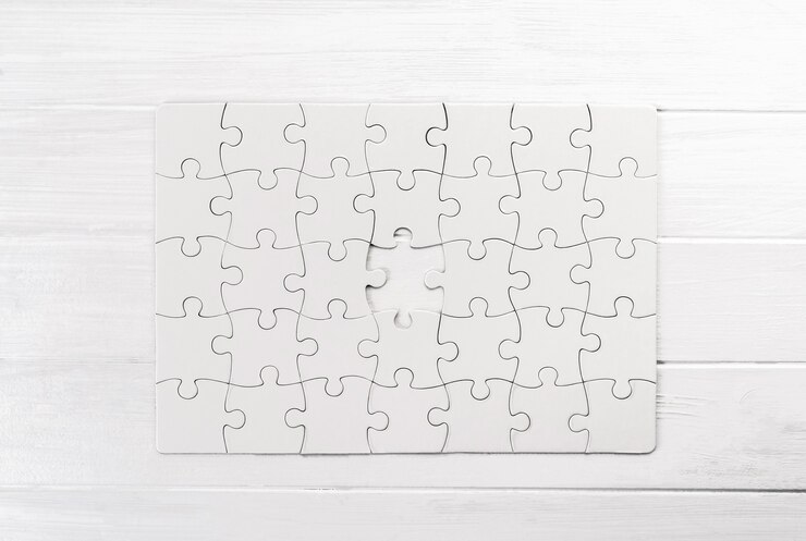 Foto draufsicht des weißen puzzles
