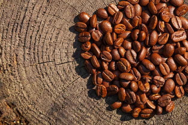 Draufsicht geröstete Kaffeebohnen