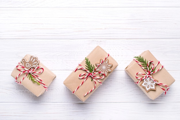 Draufsicht Geschenkboxen für Weihnachten