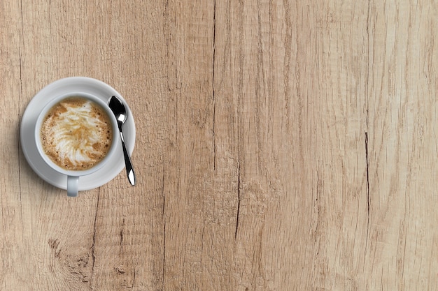 Draufsicht heißer Kaffee-Cappuccino isoliert