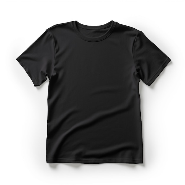 Draufsicht, schwarzer T-Shirt-Design-Mockup-Hintergrund