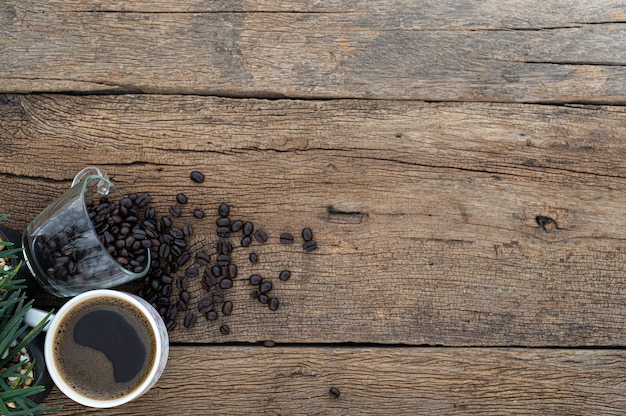 Draufsicht Tasse Kaffee mit Kopierraum