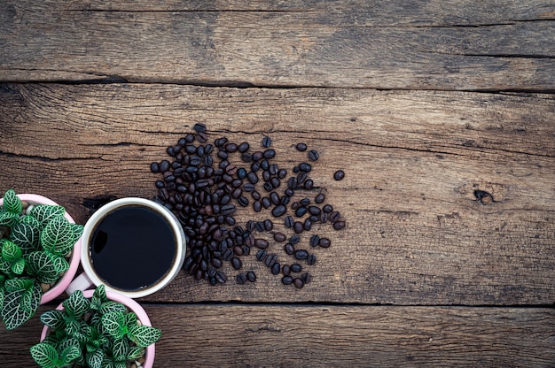 Draufsicht Tasse Kaffee mit Kopierraum