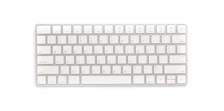 Foto draufsicht tastatur lokalisierter weißer hintergrund