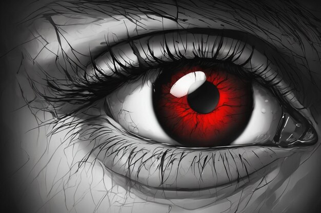 Foto drawing of a human red eye