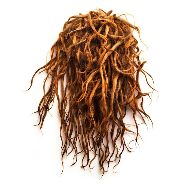 Dreadlocks inferiores hilos de pelo retorcidos y enredados aislados sobre un fondo blanco