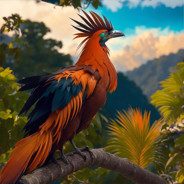 dreamshaper_v7_color_full_hoatzin_bird_stands_in_the_beautiful_Photo Ai Gerado