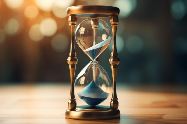 Foto drehen von hourglass-aktion in der vergangenheit uhr in der gegenwart erzeugen von ai