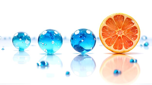 Drei Blasen liegen auf dem Tisch und eine ist orange