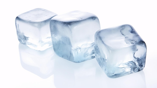 Drei frische saftige Eiswürfel isoliert auf weißem Hintergrund