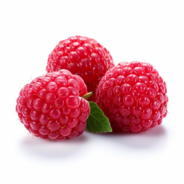 Drei ganze Himbeeren auf weißem Hintergrund Soft Focus Lens-Stil