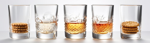 Drei Gläser Whisky stehen in einer Reihe.