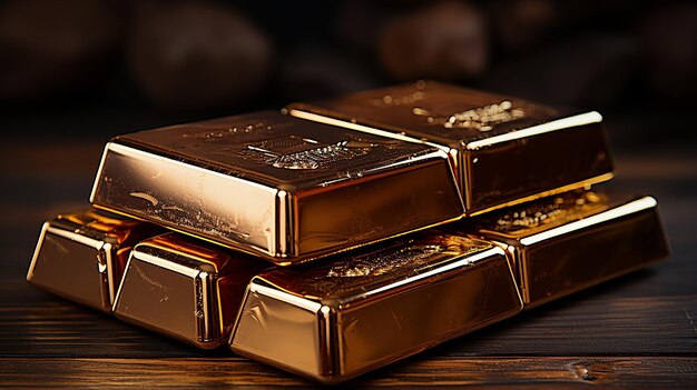 Foto drei_gold_bars_on_a_brown_background_photorealistisch