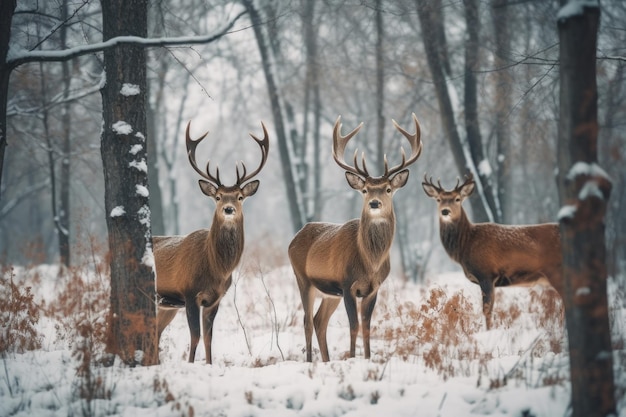 Drei Hirsche im Schnee Generative KI