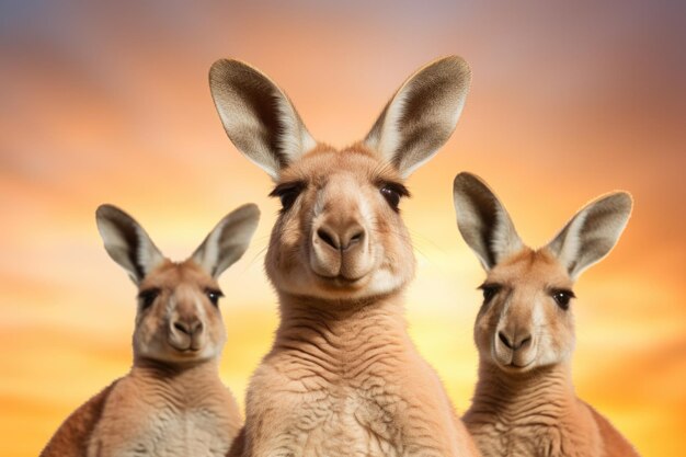 Drei Kängurus machen ein Selfie