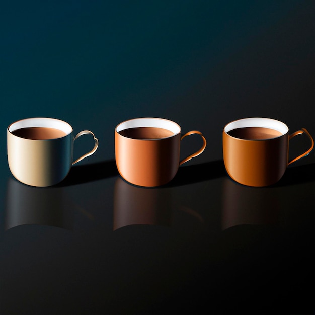 Foto drei kaffeetassen dunkler hintergrund