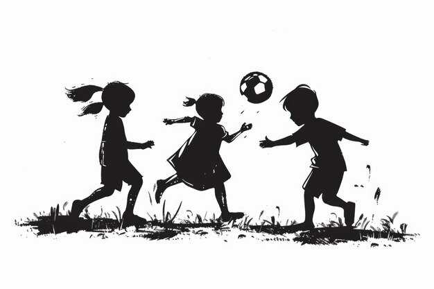 Foto drei kinder spielen fußball