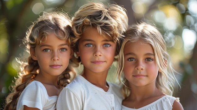 Drei kleine Mädchen posieren zusammen