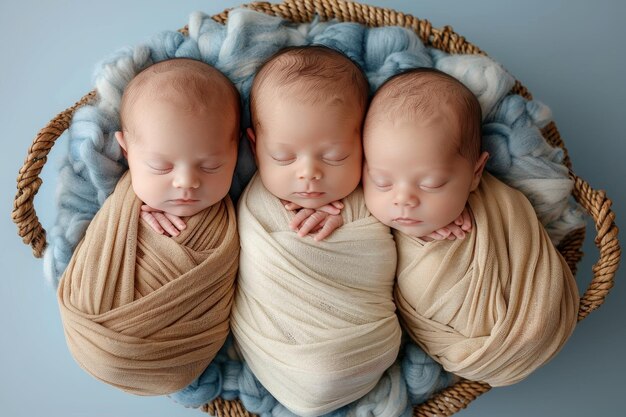 Drei Neugeborene Fotoshooting von Neugeborenen