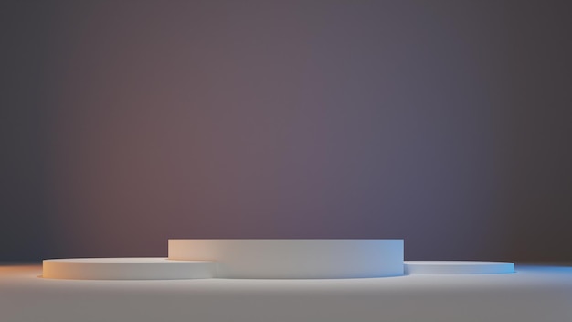 drei podium in glatter heller umgebung 3d-rendering