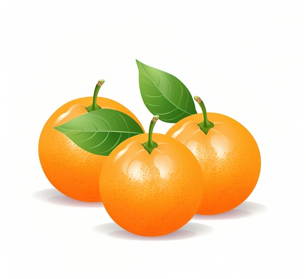 Drei reife, saftige Mandarinen mit grünen Blättern