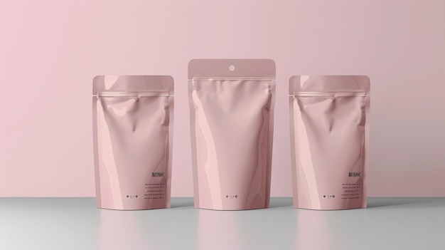 drei rosa Schläuche aus Kleenex stehen auf einem Tisch in einer Reihe