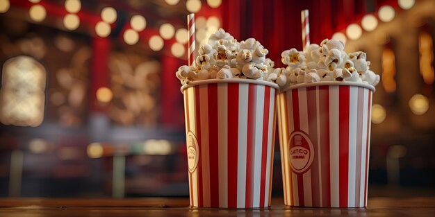 drei rote und weiße gestreifte Tassen mit Popcorn darauf