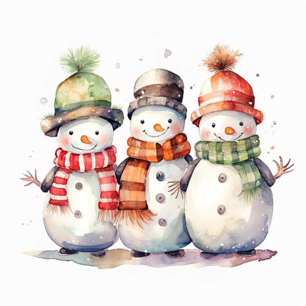 drei Schneemänner posieren für ein Foto mit den Worten Schneemänner