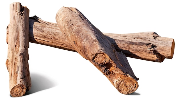 Drei Stücke rustikaler Holzstämme Konzept der Naturforstwirtschaft und Holz