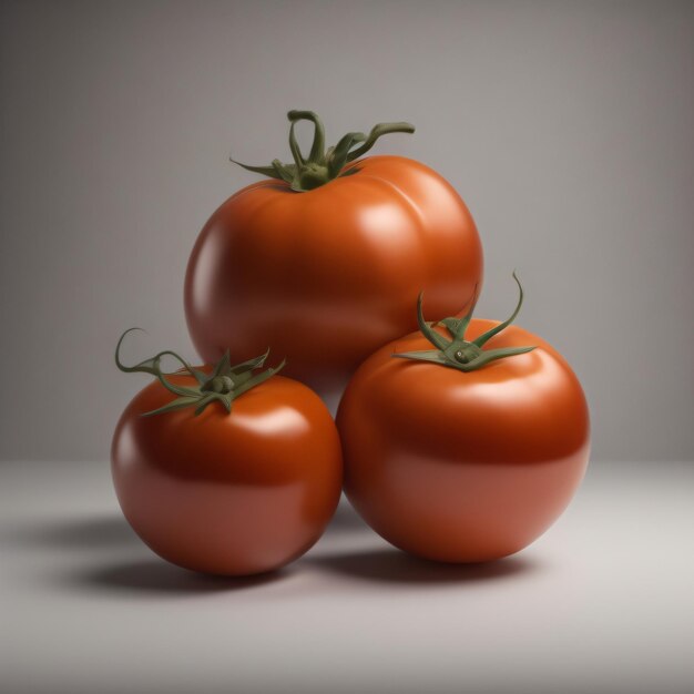 Drei Tomaten werden übereinander gestapelt