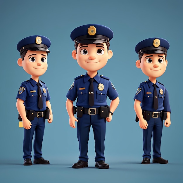 Drei verschiedene Arten von Polizeifiguren werden gezeigt