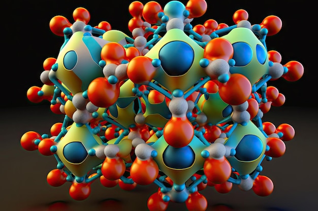 Dreidimensionales Modell des Moleküls mittels Nanotechnologien erstellt mit generativer KI