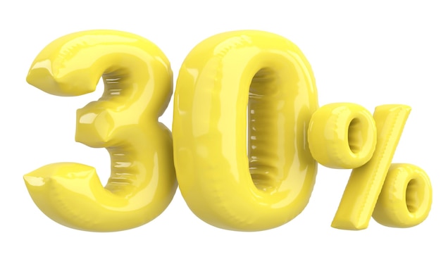 Dreißig Prozent 30 Ballon-Text 3D-Illustration