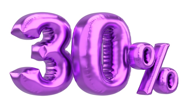 Dreißig Prozent 30 Ballon-Text 3D-Illustration