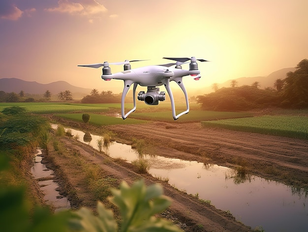 Drohne auf dem Bauernhof, Online-Farmkonzept