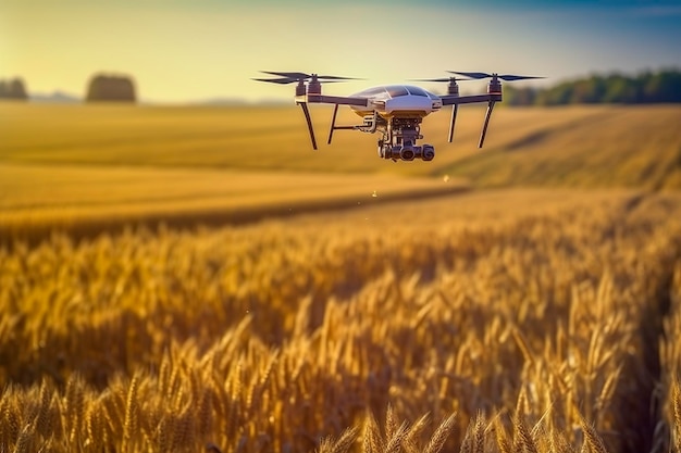 Drohnen überwachen Pflanzen und intelligente Landwirtschaft in einem digitalen Landwirtschafts-KI-Generativ