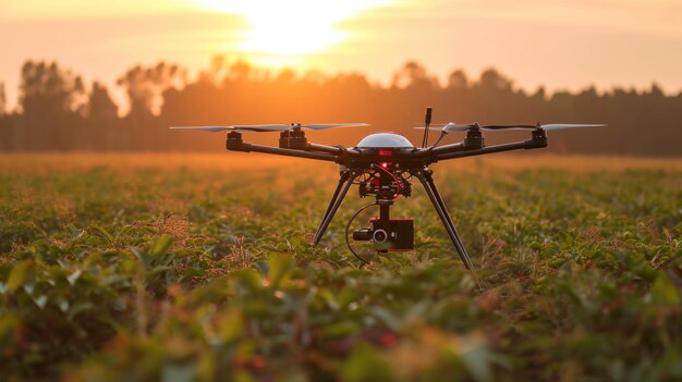 Un dron agrícola en los campos