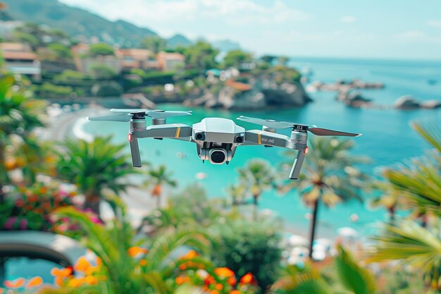 dron volando en el cielo fotografía profesional