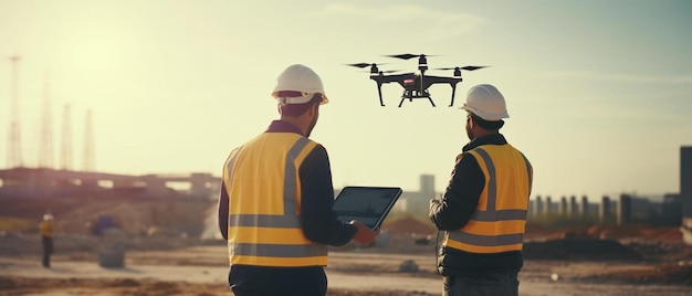 Foto un dron está volando en el cielo con las palabras prueba en la parte inferior