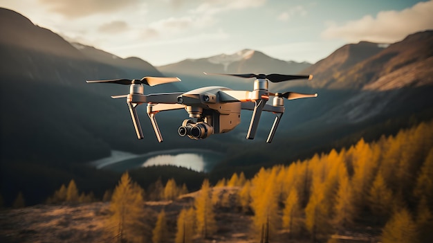 Un dron volando en el cielo que muestra la versatilidad e innovación de la tecnología aérea