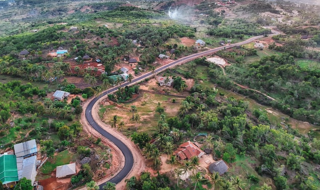 Drone aéreo vê o campo na ilha de sabu Indonésia