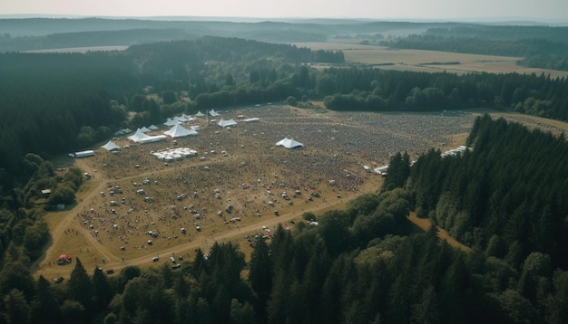 Drone captura beleza panorâmica em paisagem natural gerada por IA