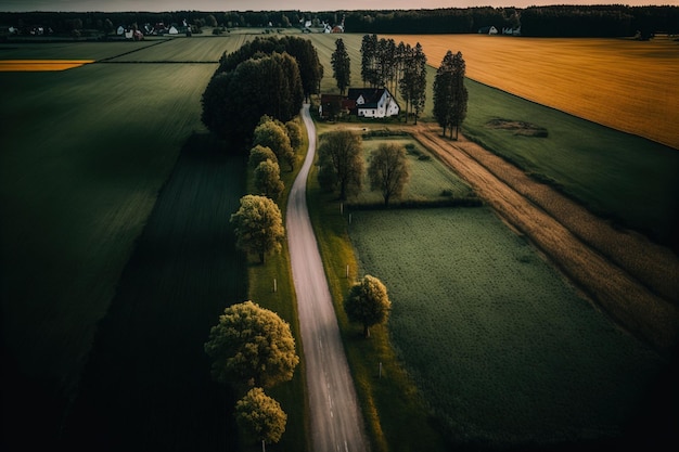 Drone disparó una larga exposición de hermosas granjas y cultivos