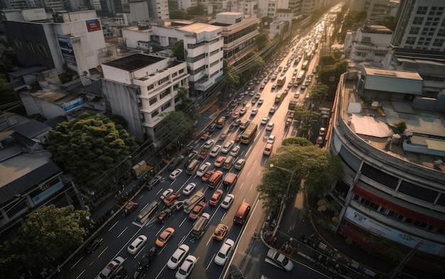 Drone view ratchada road Bangkok tailandia IA generativa