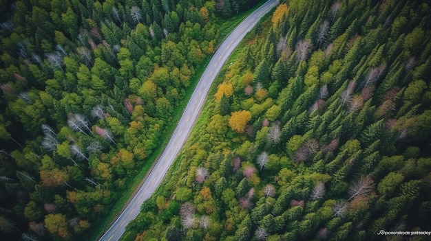 Drone view road Illustration AI GenerativexA