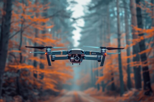 Foto drone volando en el aire árboles visibles y cielo azul por encima