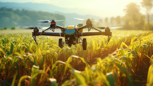 Drones agrícolas voam para pulverizar hormônios nos campos de tabaco