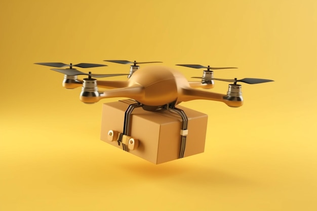Drones realistas entregando paquetes desde el almacén