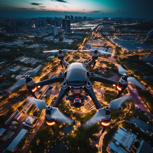 drones tecnologia aérea o negócio panorama área urbana tecnologia digital realidade virtual futurista