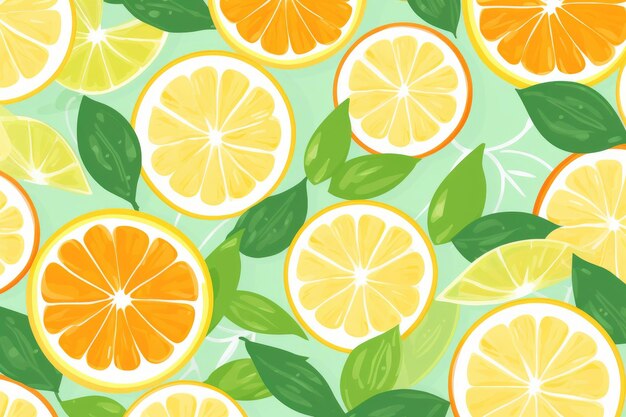 Druck Zitrusfrüchte Sommerfrucht Orangen und Zitrone ai erzeugt